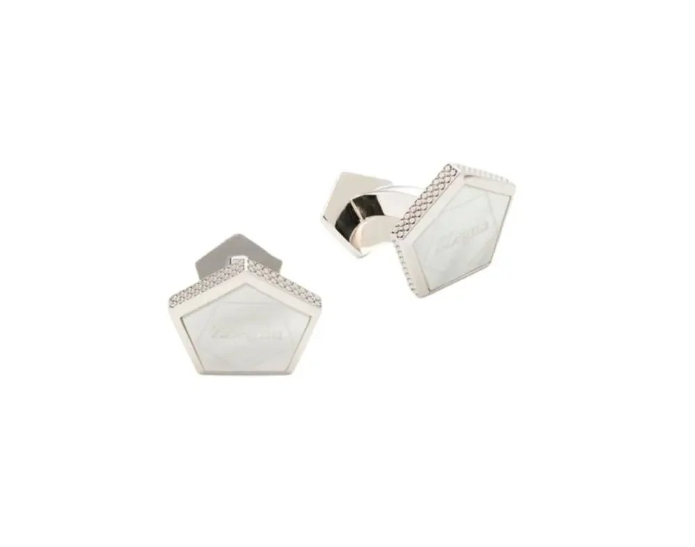 $595 NIB Ermenegildo Zegna Sterling Silver Pentagon Shape Whale Back Cufflinks